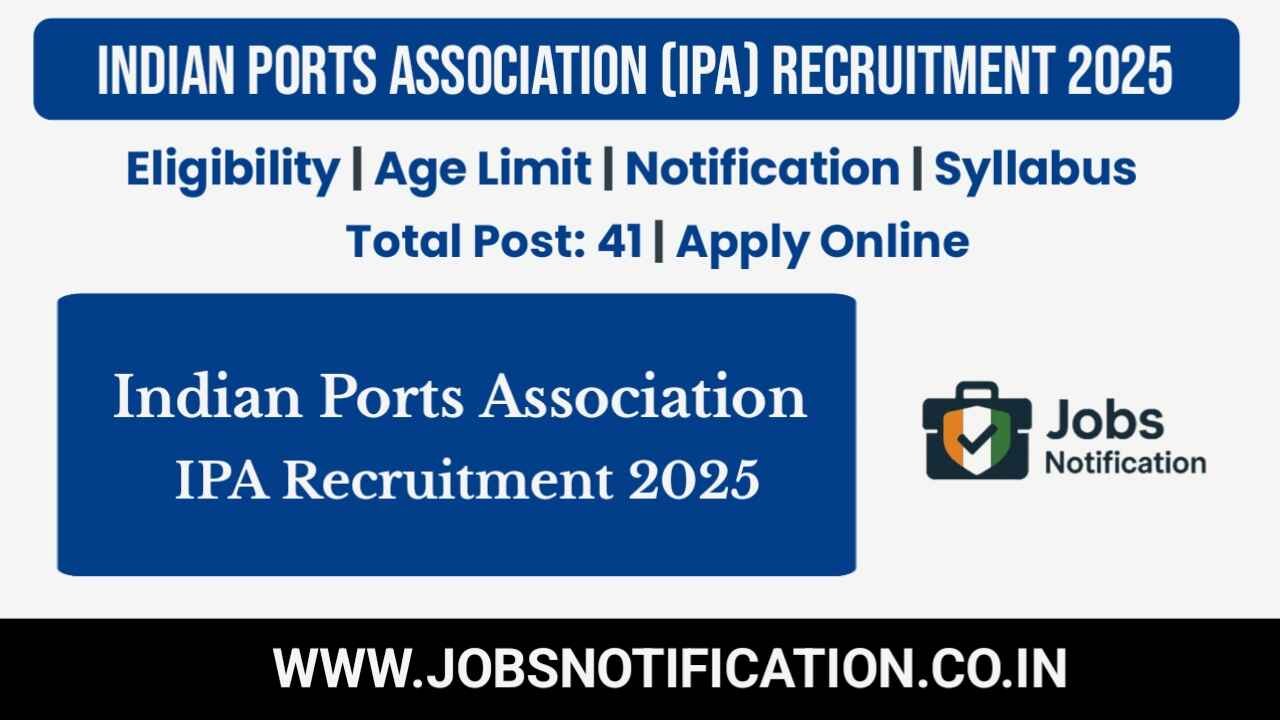 Indian Ports Association Recruitment 2025 banner with 41 vacancies, eligibility, age limit, post details, and online application process
