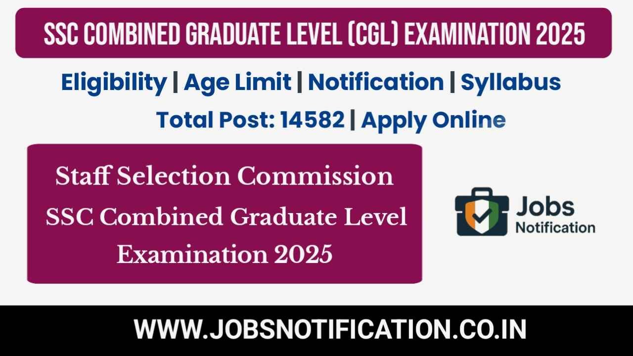 SSC CGL 2025 online application banner showing graduate-level vacancies, eligibility, age limit, exam date, and apply online details