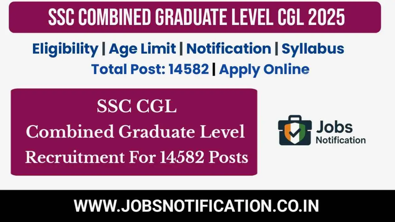 SSC Combined Graduate Level CGL 2025 recruitment banner showing 14582 total posts with apply online and eligibility details