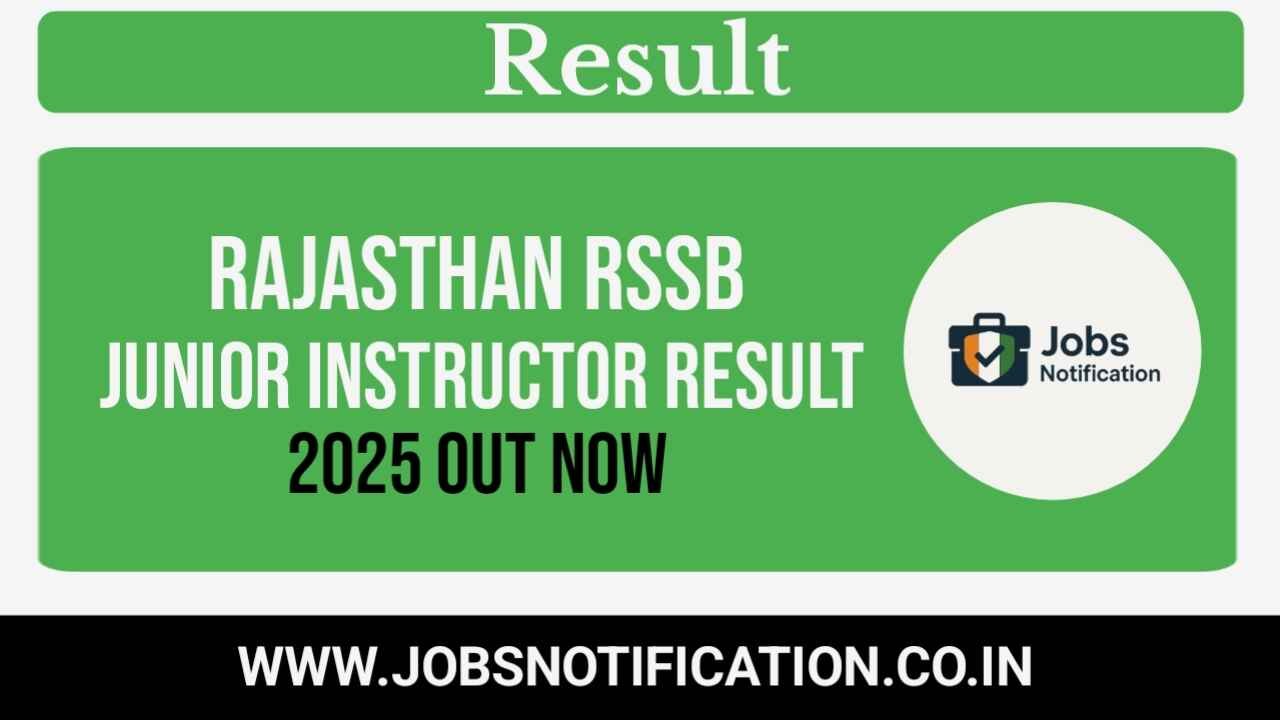 Rajasthan RSSB Junior Instructor Result 2025 Out – Download Merit List PDF and Check Selected Candidates