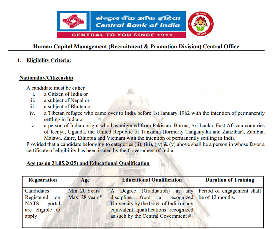 Download Central Bank Apprentice Exam Notice 2025 PDF – Check Exam Date and Guidelines