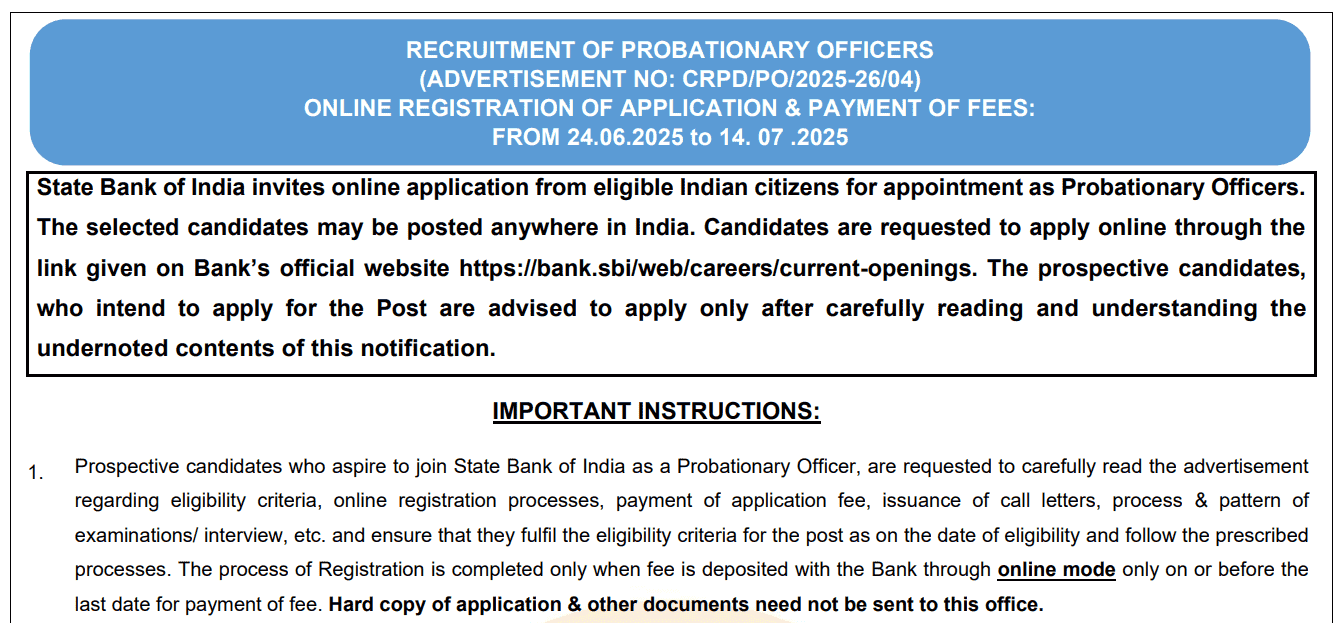Download SBI PO Admit Card 2025 for 541 Vacancies – Check Exam Date